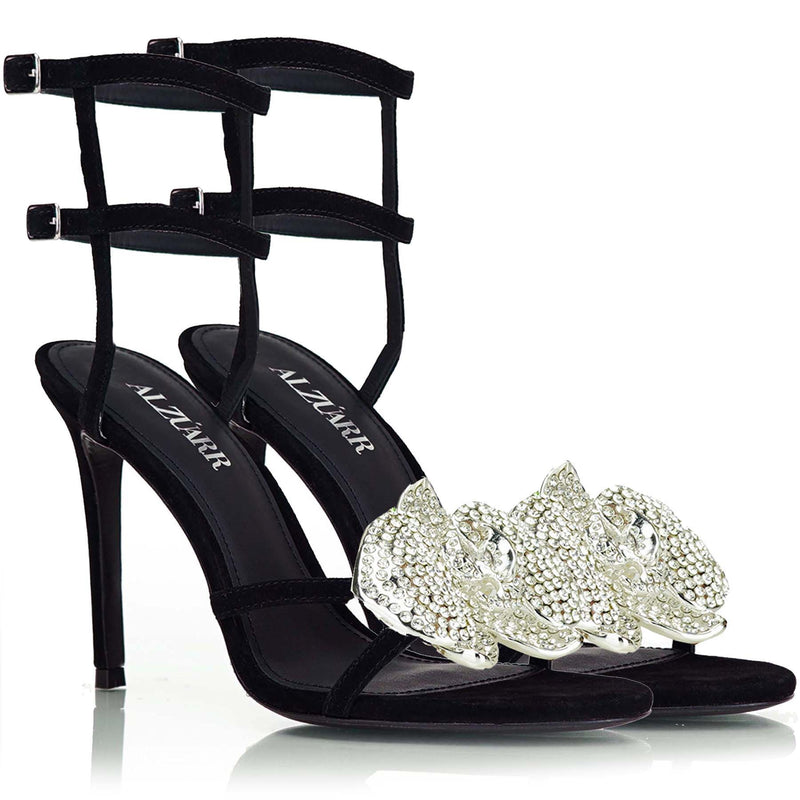 The Lady Orchid with Silver Crystals Black