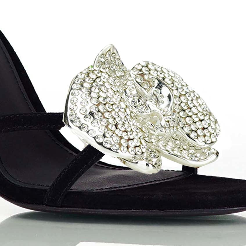 The Lady Orchid with Silver Crystals Black